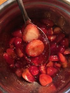 jello with strawberries beginning to set