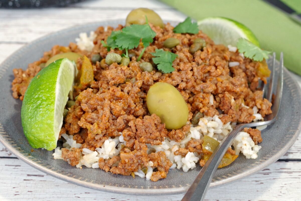 Picadillo on grey plate