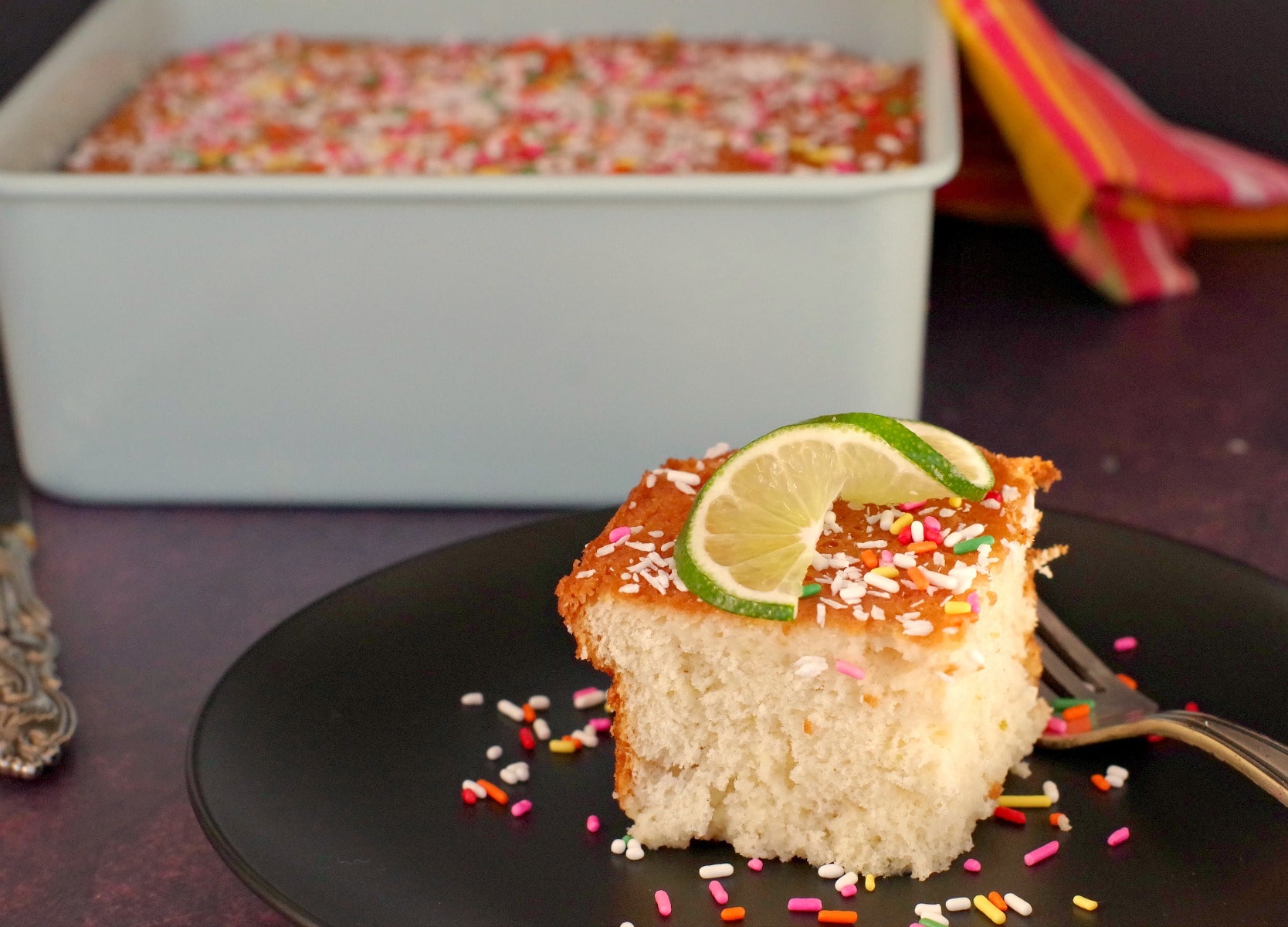 tres leche cake on a plate