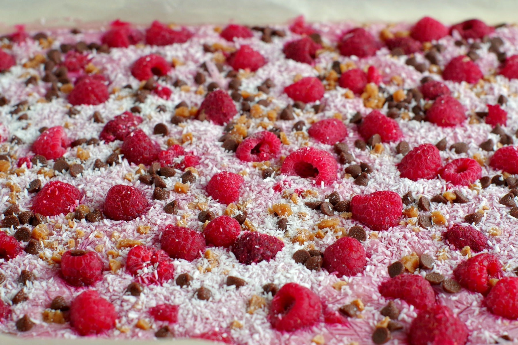 frozen yogurt bark on cookie sheet