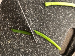 green onion cut to make leaf and stem