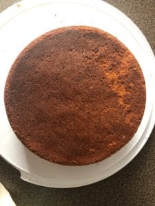 cake with smooth layer facing up