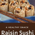 raisin sushi with chopsticks