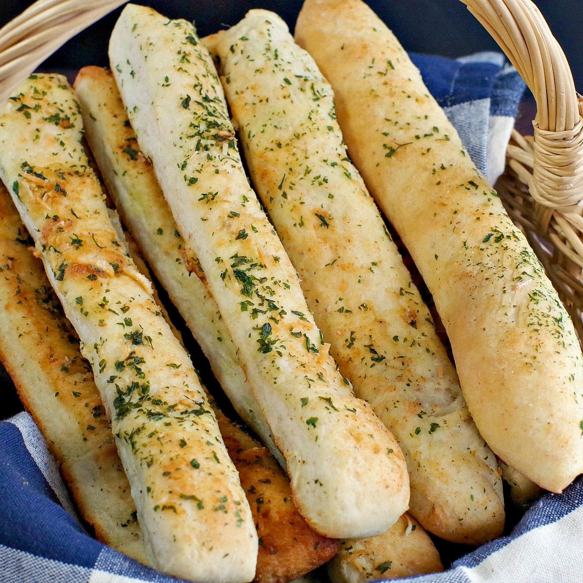 bread machine Italian breadsticks in a basket