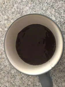 ingredients poured into prepared mug