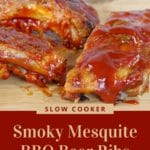 slow cooker BBQ beer ribs on a cutting board