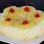 weight watchers pineapple pina colada cake on white plate