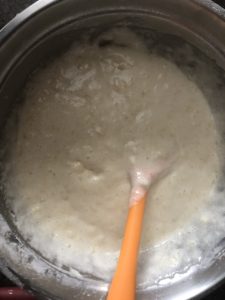 ingredients mixed and becoming frothy