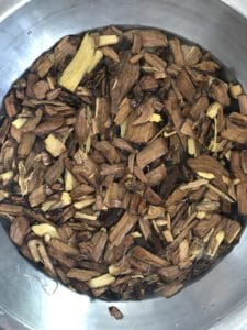 wood chips soaking in water