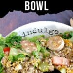 Big Mac in a Bowl with the word 'indulge' on the bowl.