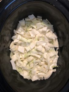 cabbage layer in bottom of crock-pot