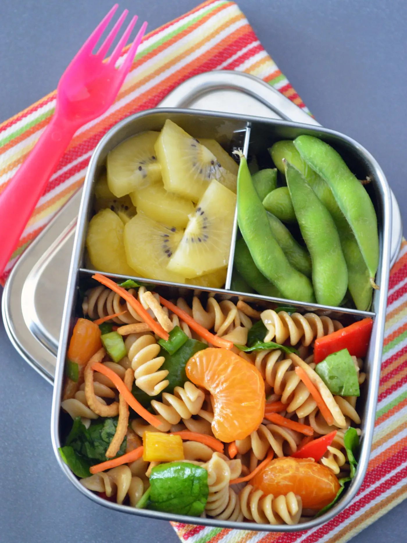 Chinese Mandarin Pasta Salad in bento box