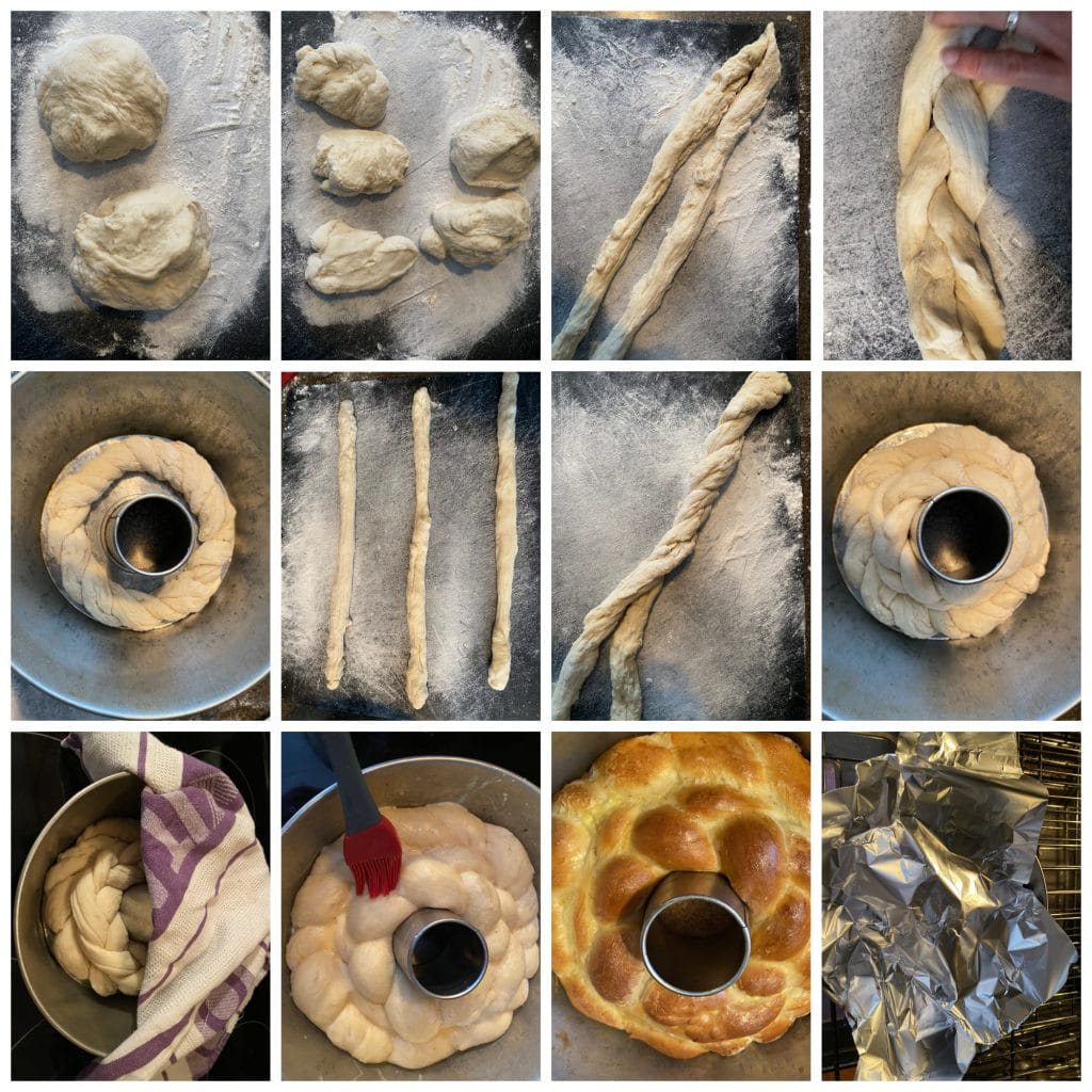 collage showing how to make kolach bread