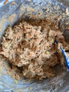 flour mixture combined with carrot mixture