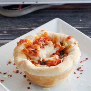pizza cupcake on a white plate