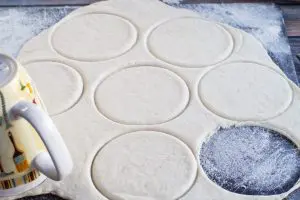 pizza dough cut in circles