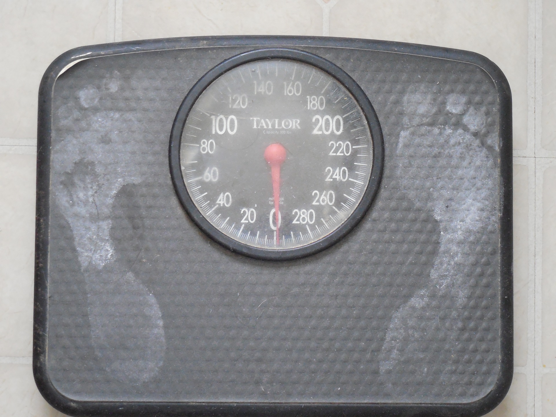 bathroom scale with foot prints