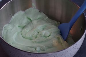 green whipped cream/condensed milk mixture