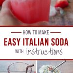 Pin with 3 photos of how to make easy Italian soda with red text on white background in the middle