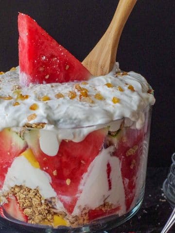 watermelon granola and yogurt trifle