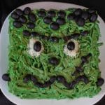 Frankenstein face made out of fettuccine an