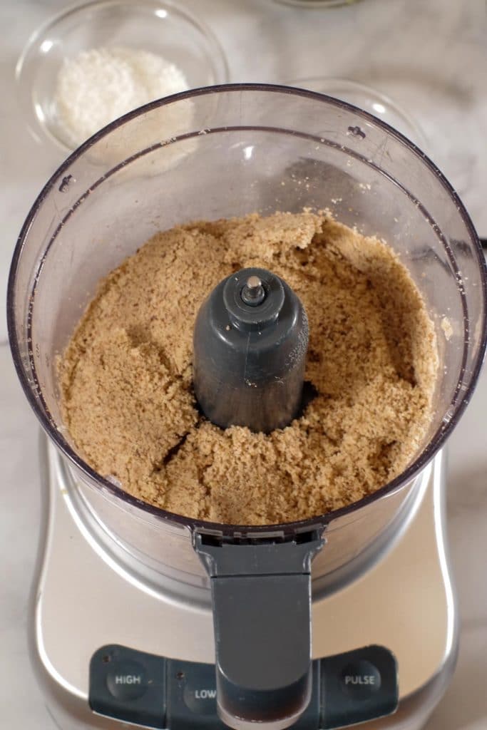 almonds being ground in food processor