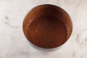 chocolate red wine cupcake ingredients in a mixing bowl