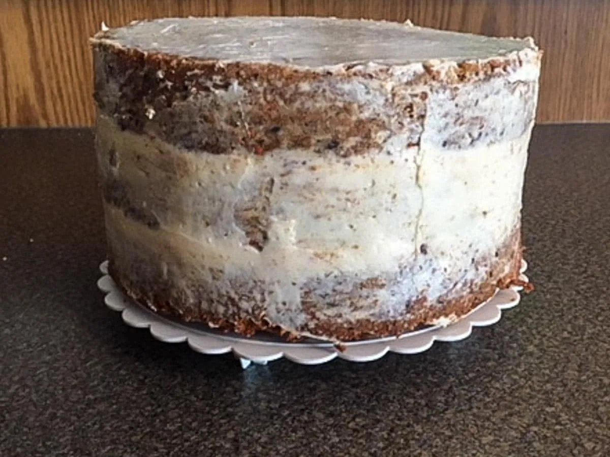 carrot cake with crumb coating