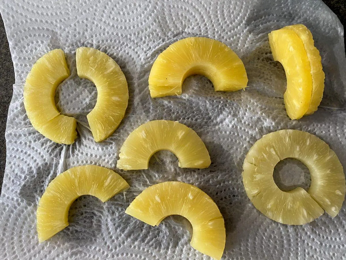 pineapple rings cut in half for decorations