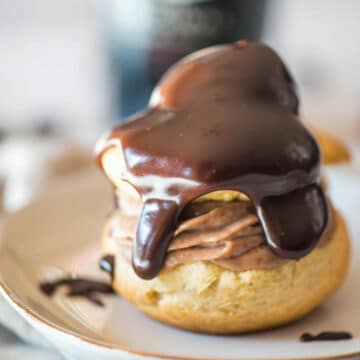 Irish Cream Cream Puffs on a white plate