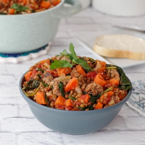 Lentil and Sausage Stew (with spinach) Food Meanderings