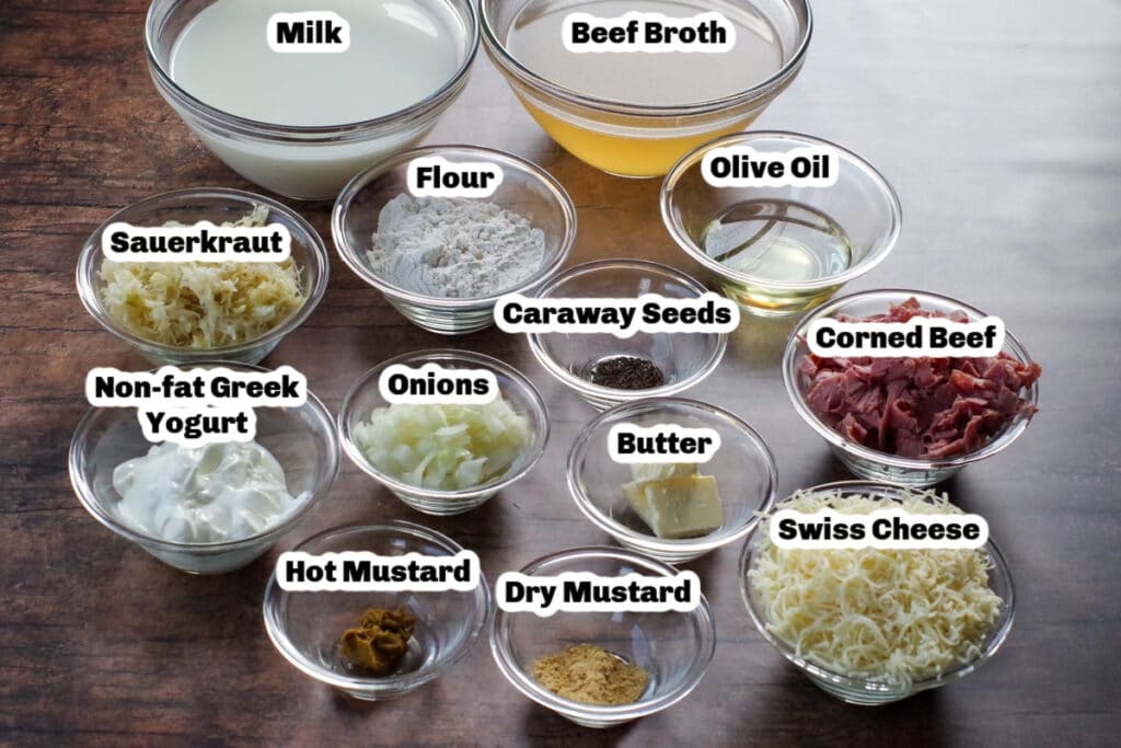 Reuben Soup Ingredients in dishes with labels