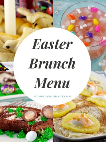 collage of 4 photos of Easter brunch recipes with text in the middle
