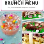 pin with 3 photos of easter brunch menu items, with black text on white background