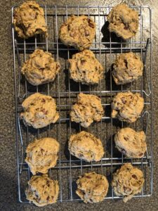 zucchini chocolate chip cookies cooling on wire rack