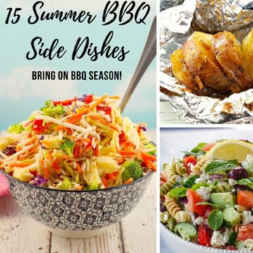 Collage of 3 photos of summer BBQ sides