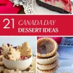 collage of 3 photos of Canada Day dessert ideas with text in the middle