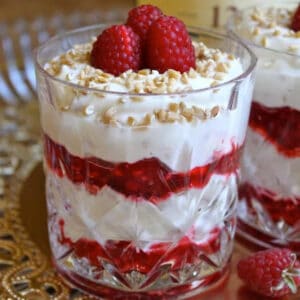 cranachan in a glass, with another glass of cranachan behind it