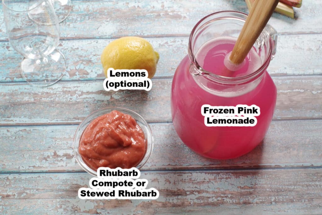 rhubarb lemonade ingredients labelled