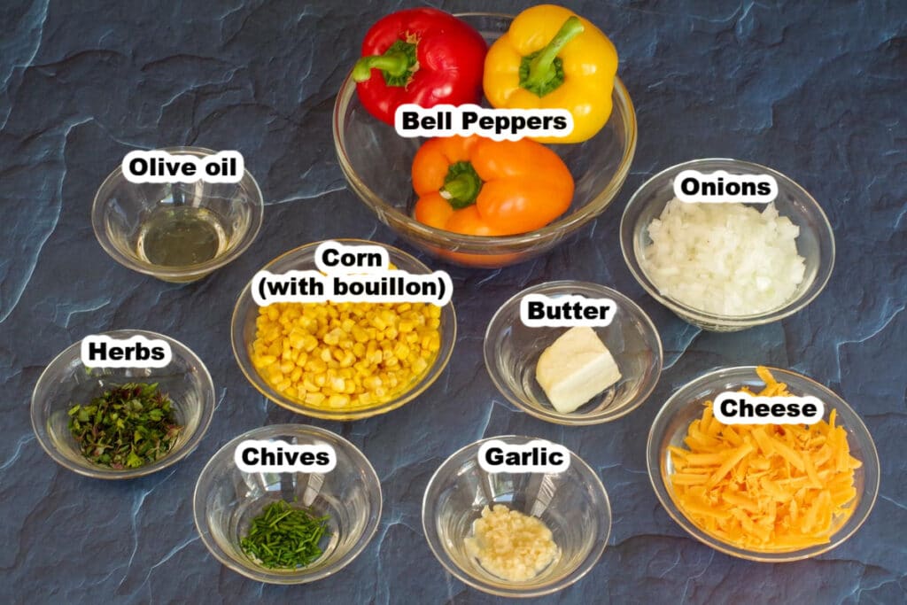 labelled ingredients in Stuffed Grilled peppers