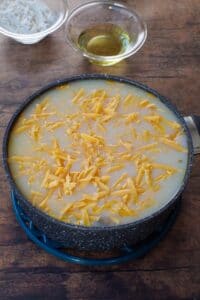 beer cheese soup ingredients in pot