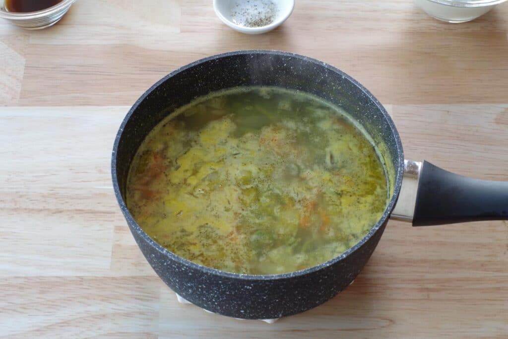 soup boiled in pot with vegetables