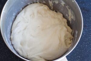dough in stand mixer bowl