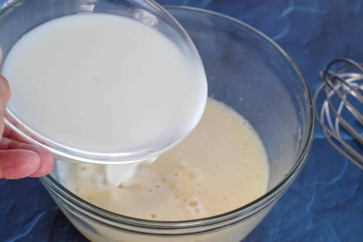 milk added to egg mixture