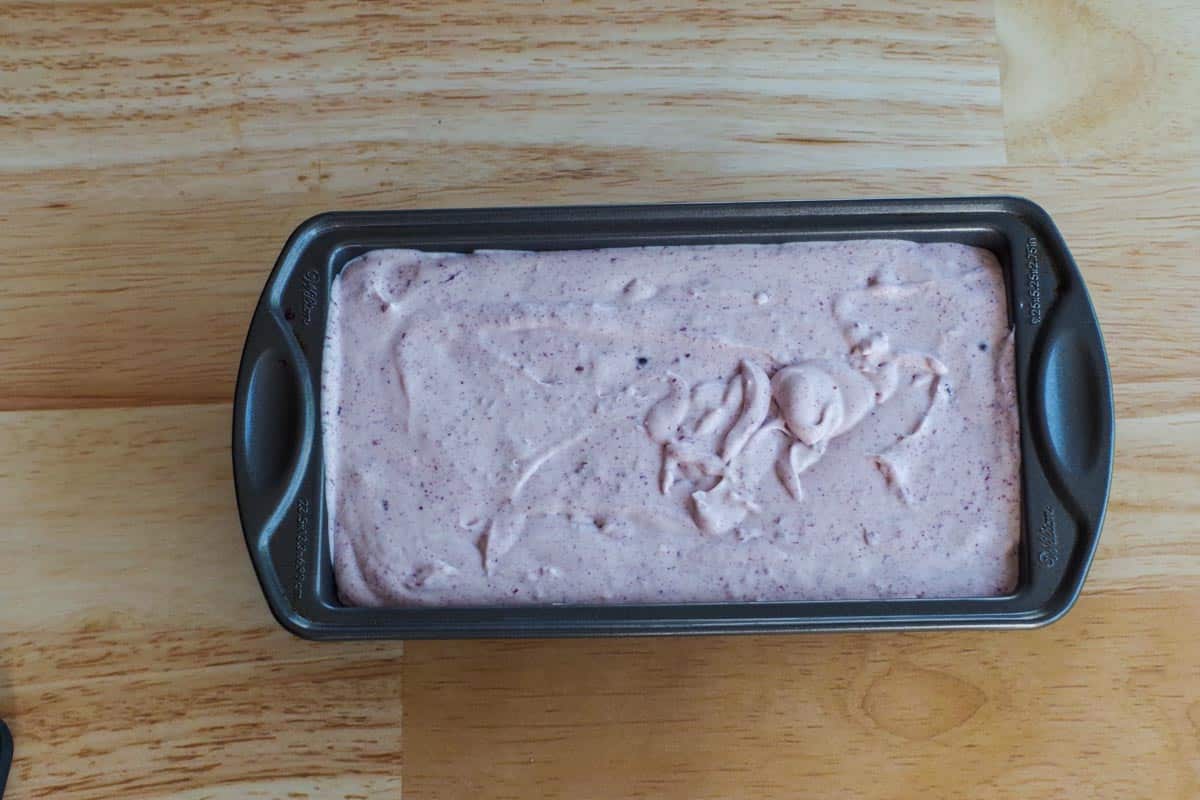 ice cream mixture in loaf pan