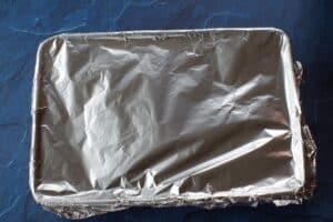 pan covered with aluminum foil