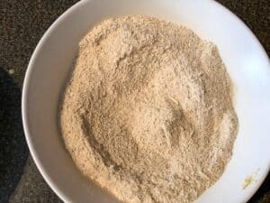 breading mixture in white bowl