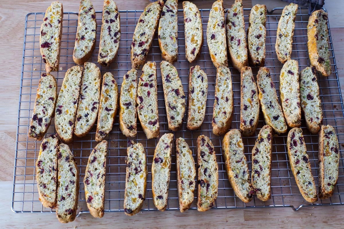 biscotti cooling on a wire rack