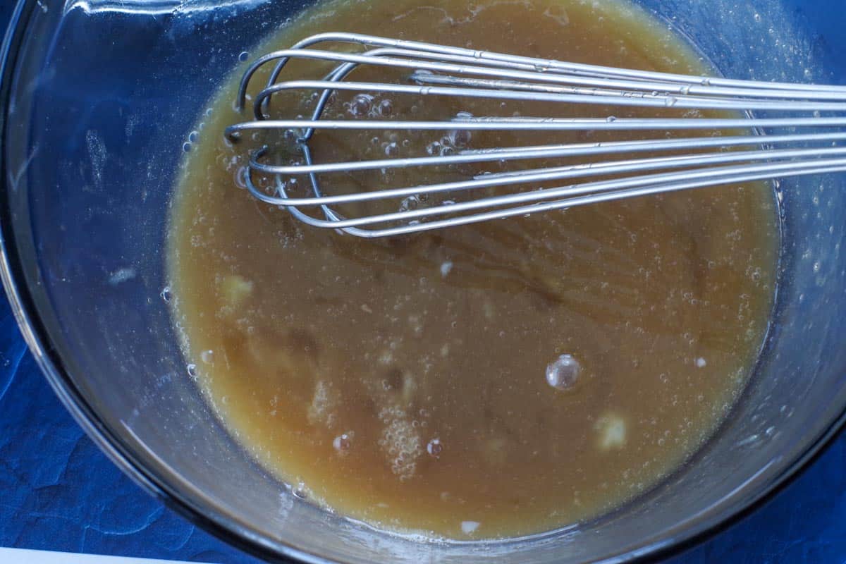 syrup whisked into eggs