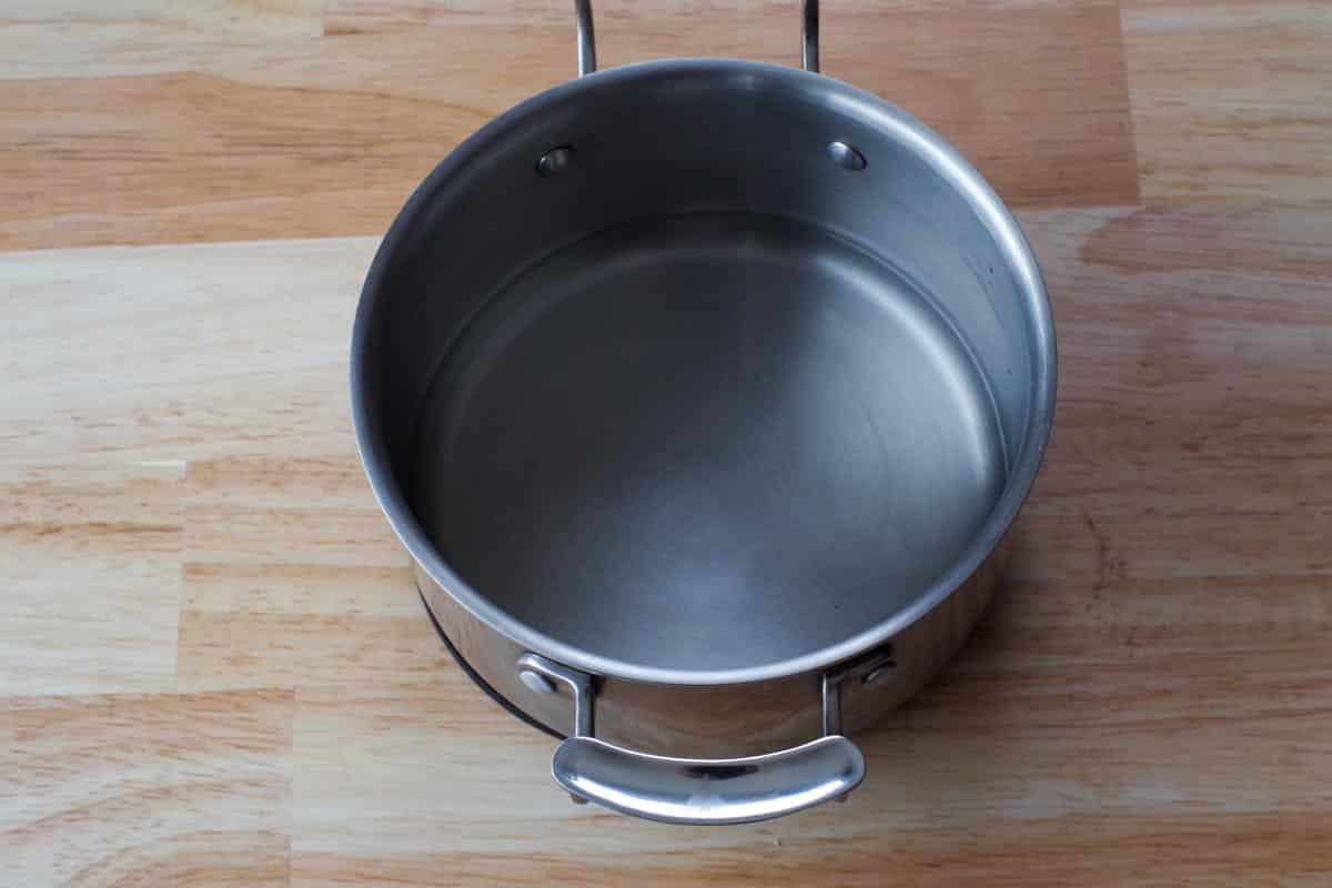 an inch of water in a medium saucepan